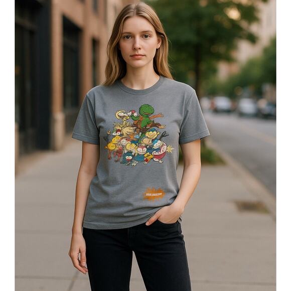 Adult's Nickelodeon Gray Cosplay Normcore Rug Rats Characters T-Shirt SZ M - Picture 1 of 6